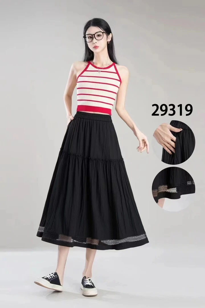 《韩尚依服饰》年轻时尚高腰休闲显瘦垂感半身裙29319