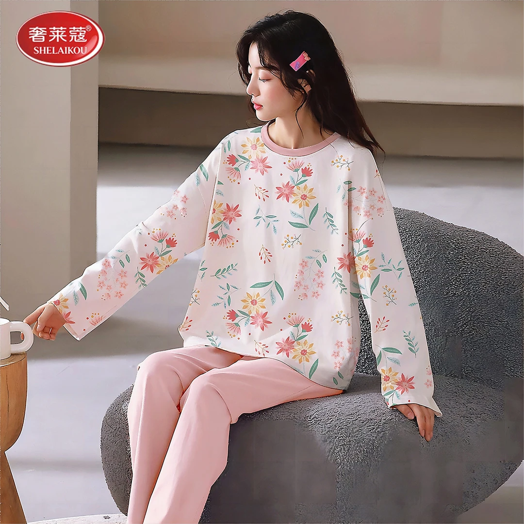 【妙曼花语】2025春季新款亲肤舒适休闲可外穿家居服套装58671