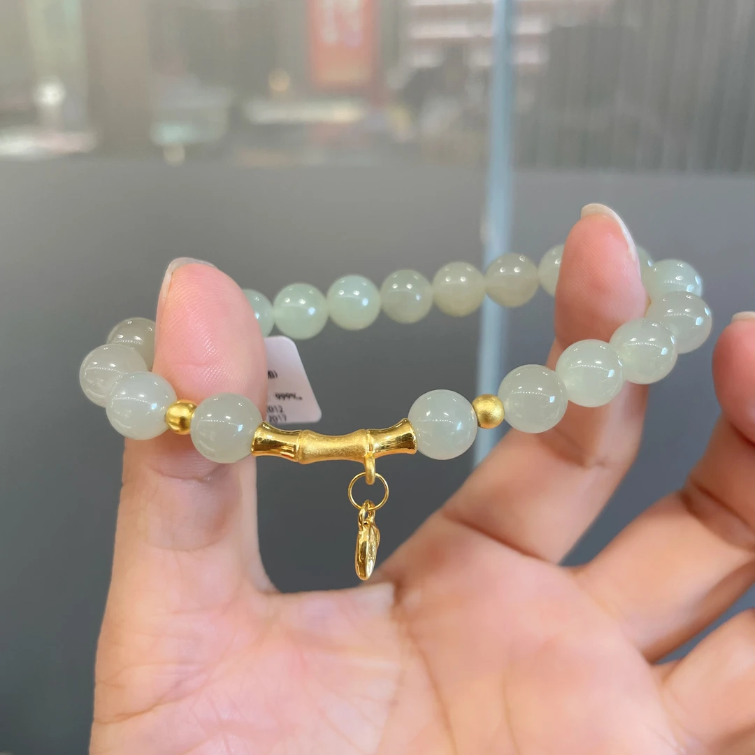 足金999纯金竹节配件个性搭配送人礼物