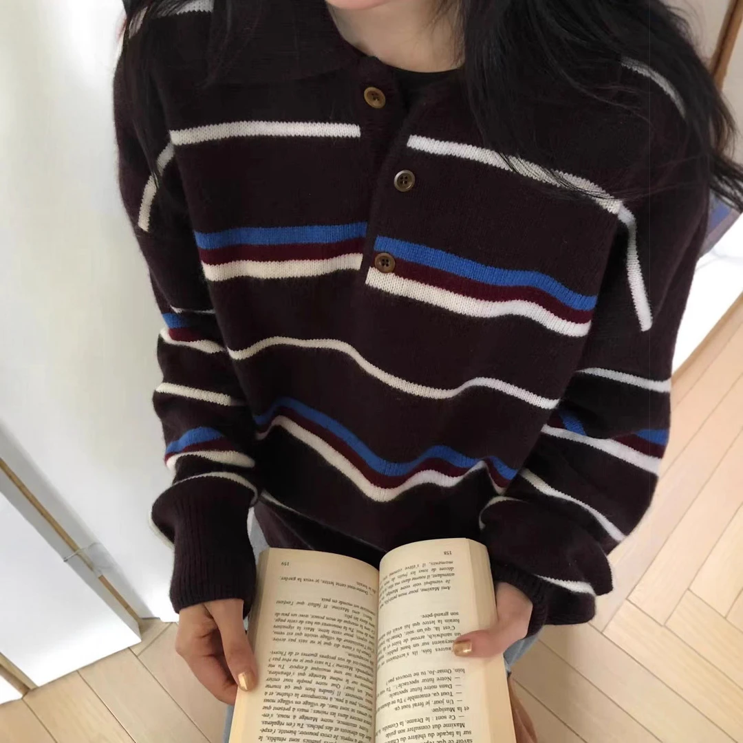 ZZS5385 韩系复古polo领慵懒百搭套头毛衣女 55