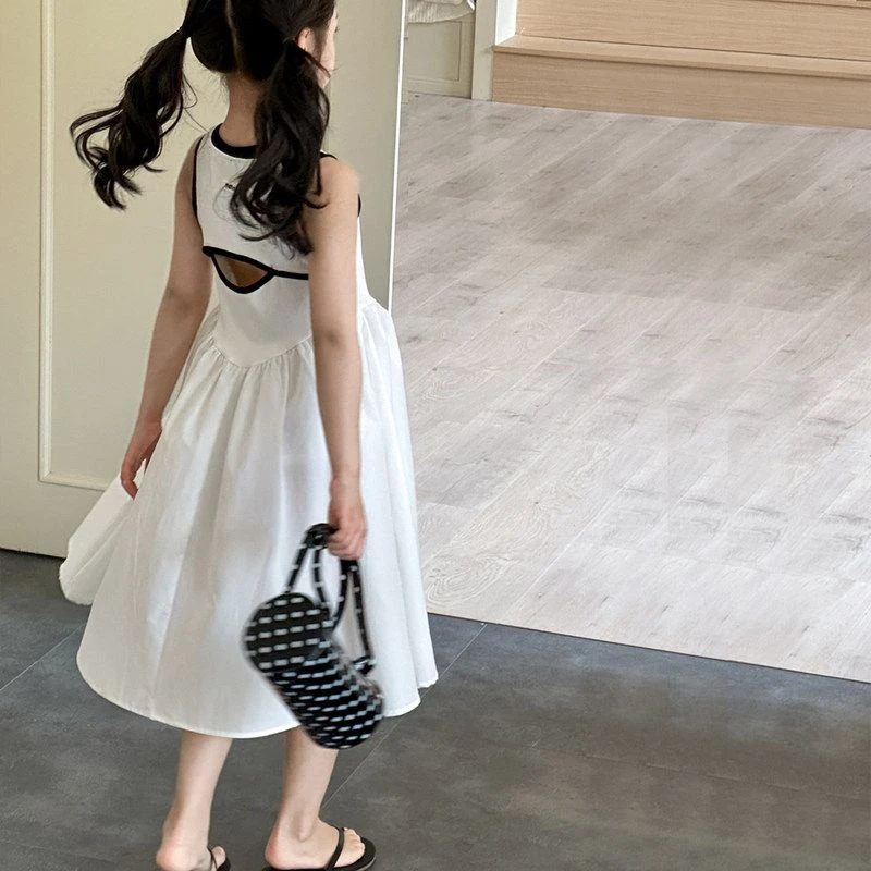 女童连衣裙夏季2025新款儿童无袖背心裙初夏穿搭中大童洋气公主裙