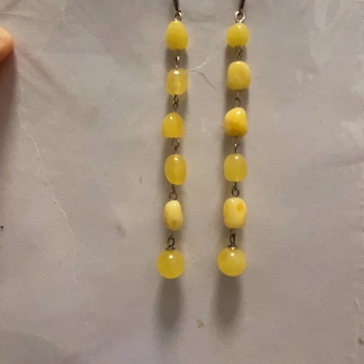 蜜蜡耳饰银S925镶嵌白花蜜蜡