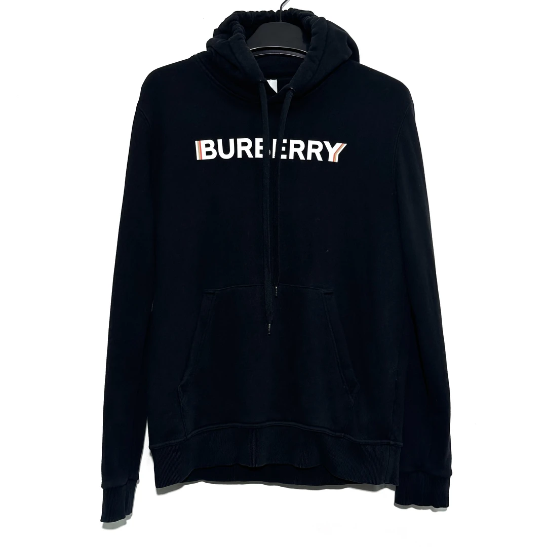 99新 BURBERRY/博柏利 S码 黑色经典logo连帽卫衣 W063