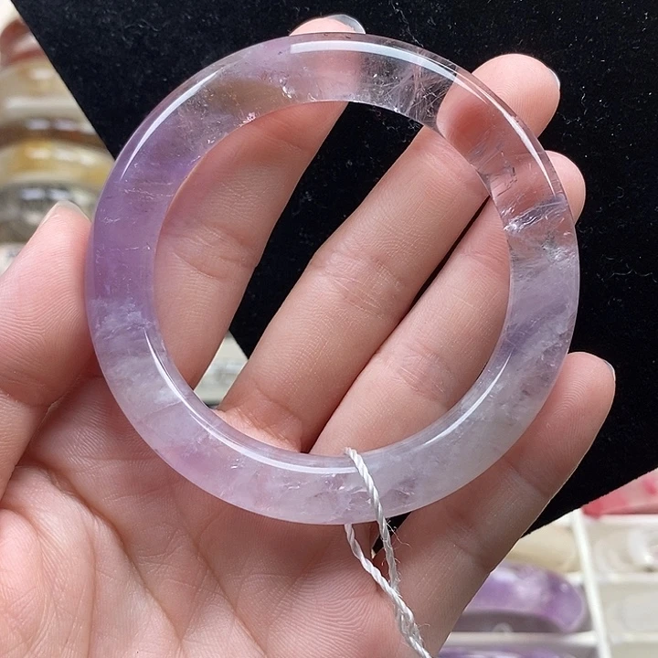未镶嵌手镯水晶圆条紫水53➕