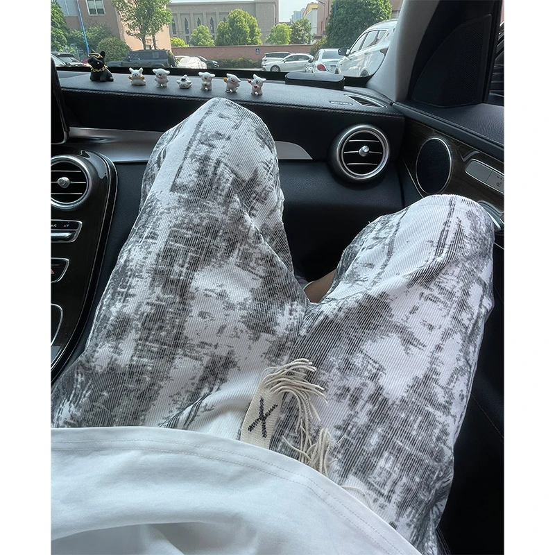 美式扎染短裤男款夏季潮牌宽松休闲运动五分裤子大抽绳过膝沙滩裤