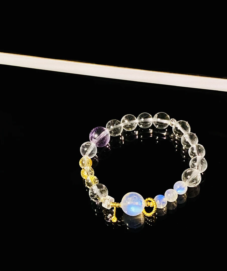 【温柔】白水晶、钛金、紫水晶手串（多样性发其一）