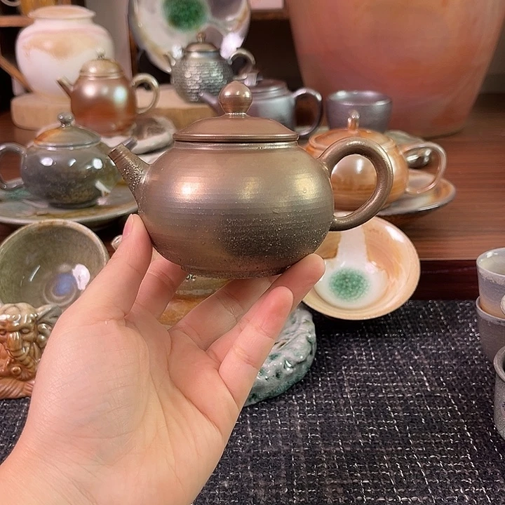 柴烧南金铁胎七彩壶