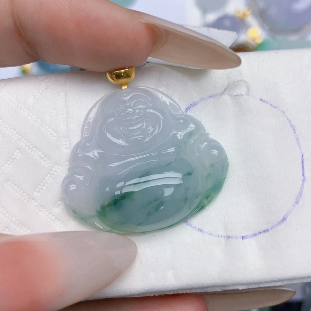 翡翠18K金镶嵌颈饰天然缅甸翡翠a货百元以上9元证书费自理