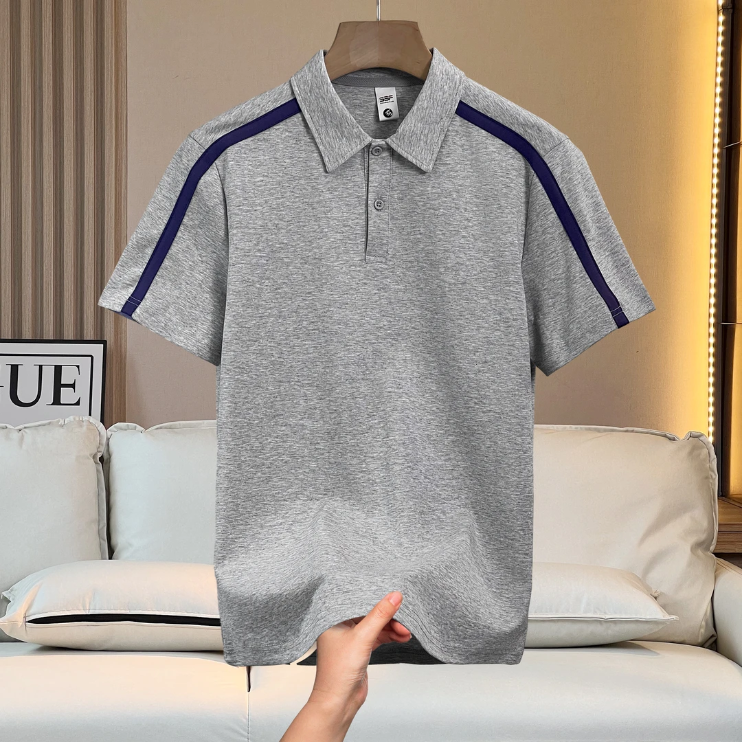 夏季男士短袖polo衫韩版宽松撞色拼接文艺设计感休闲半袖t恤上衣