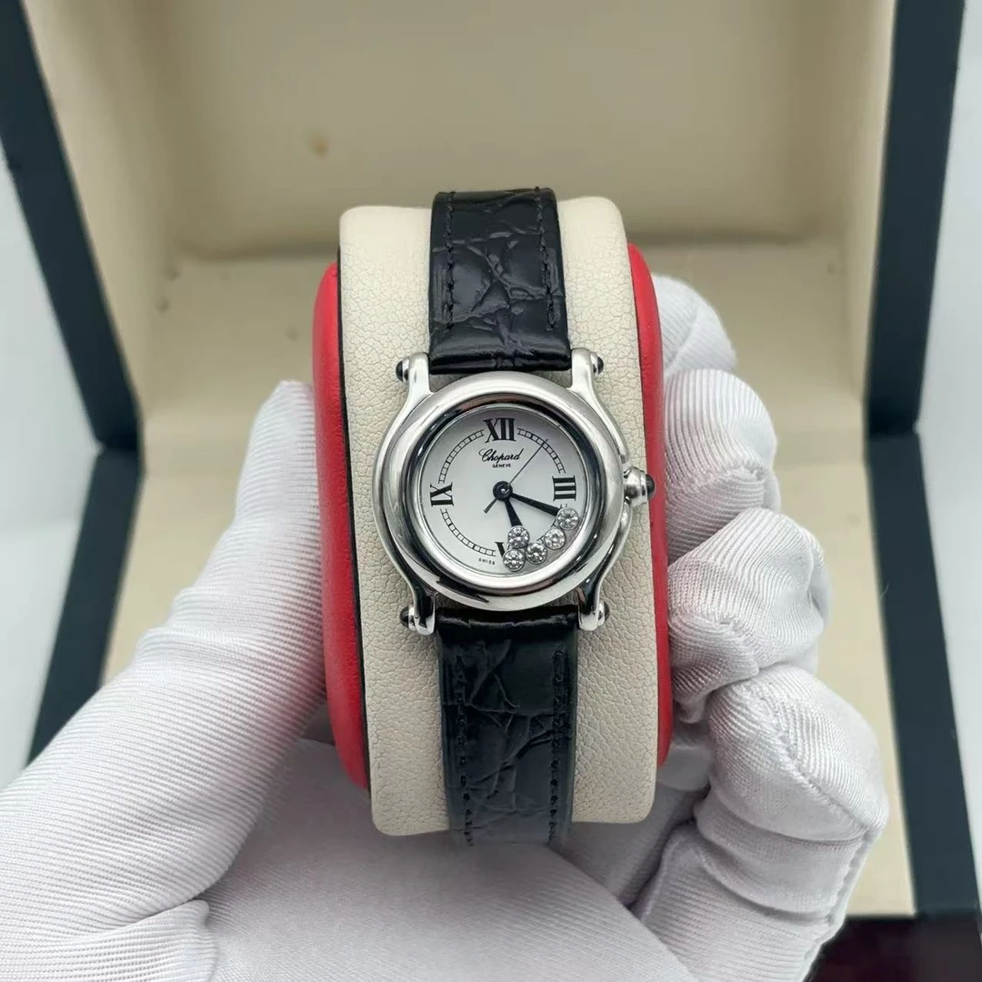 95新 Chopard/萧邦 26mm萧邦 原钻 快乐5钻 石英女士腕表优雅