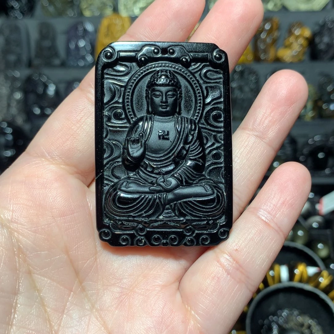 未镶嵌黑曜岩吊坠(赠链)伟*