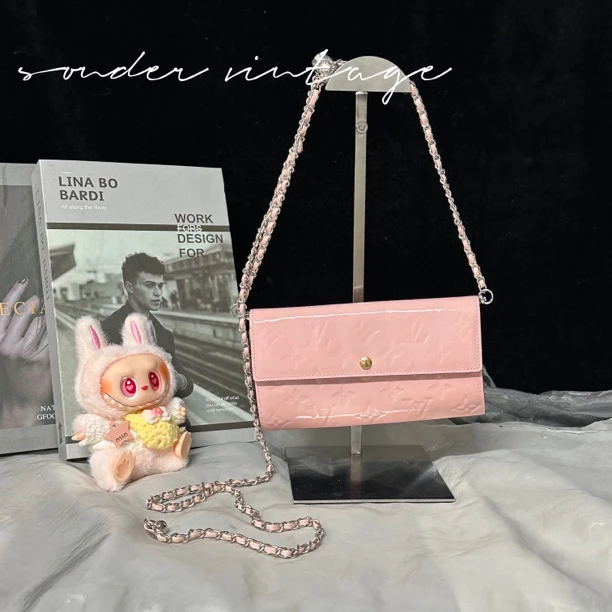 95新 LouisVuitton/路易威登 Lv樱花粉印花钱包