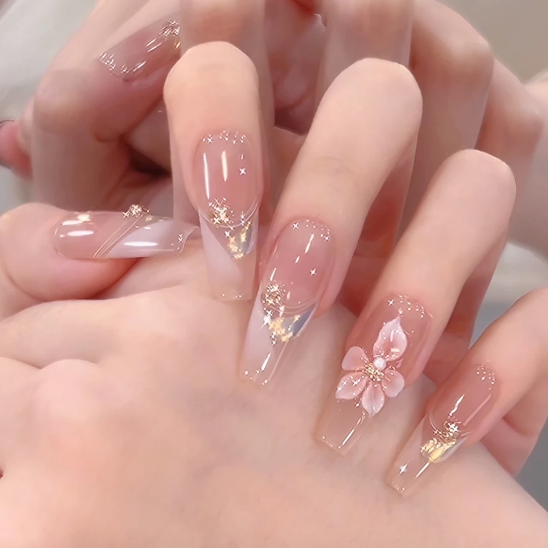 【芙蓉王】高级钻~纯手工温柔纯欲显白渐变穿戴甲10个甲片