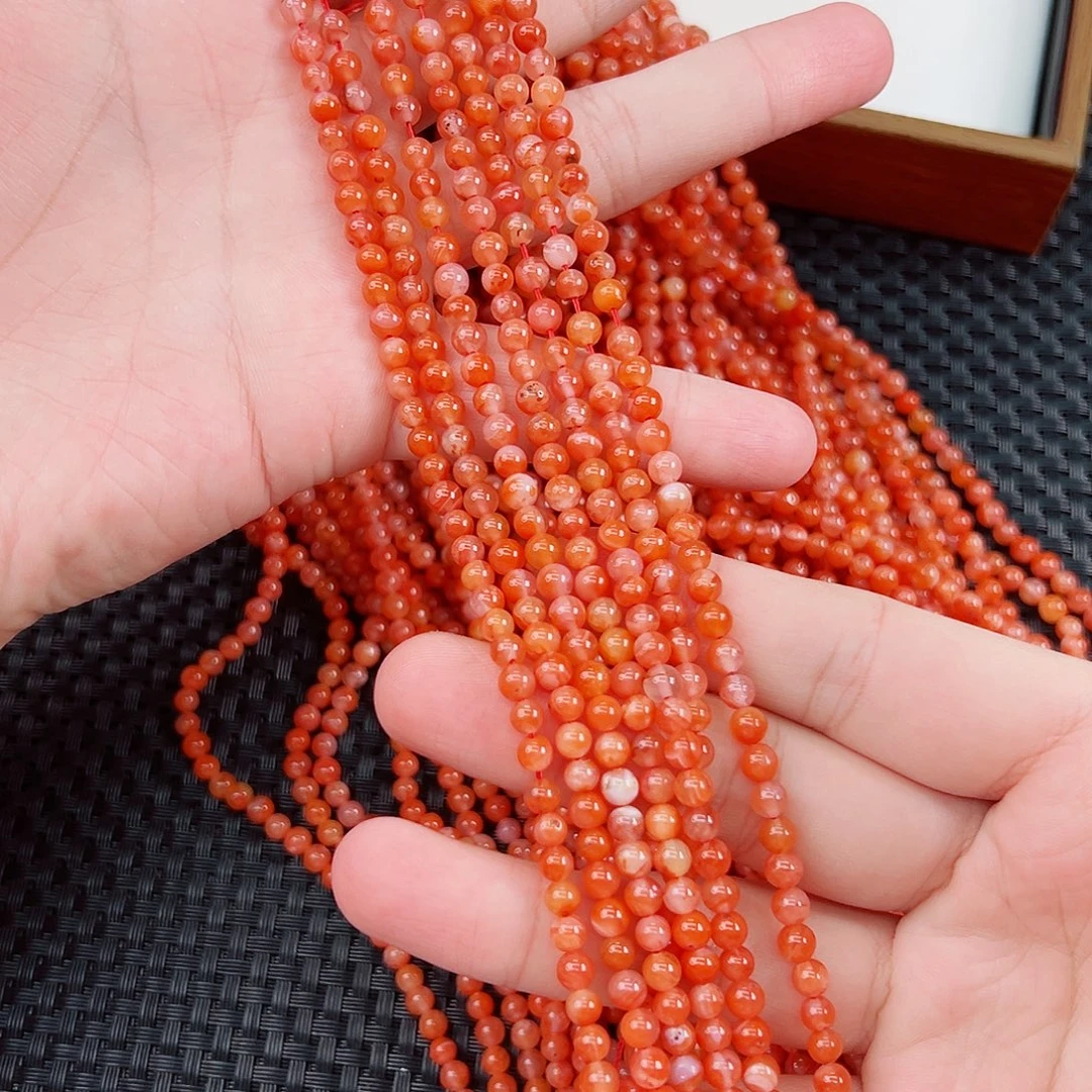 南红玛瑙未镶嵌天然保山杨柳冰飘单根款38cm卡4一根 有微黑皮