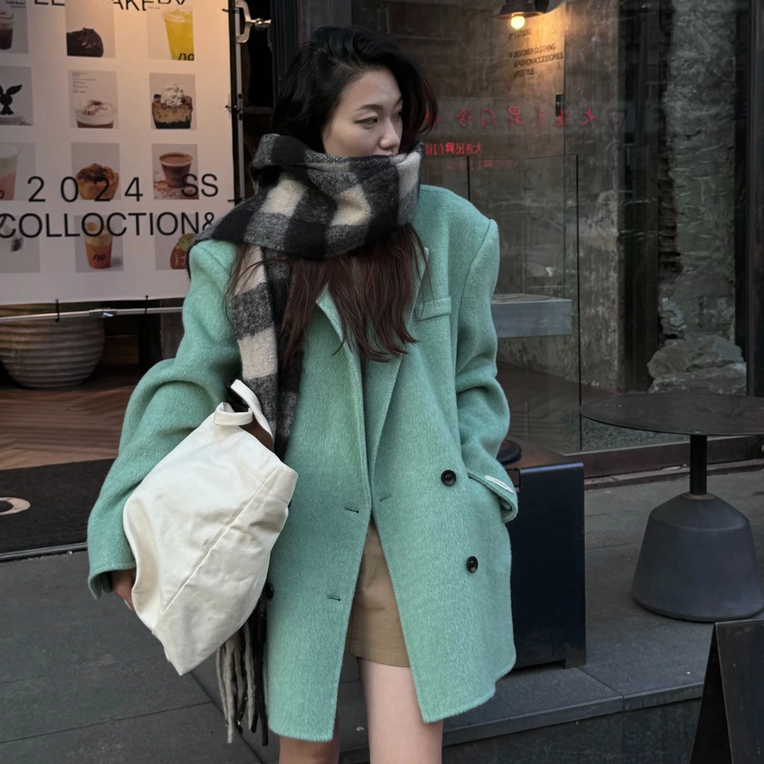 气质网红短款时尚双面呢大衣设计师秋冬百搭