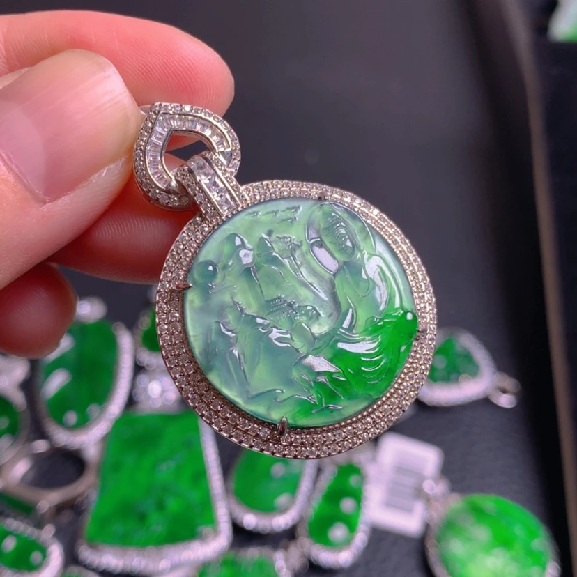 【闪购商品】翡翠银S925镶嵌吊坠(不含链)