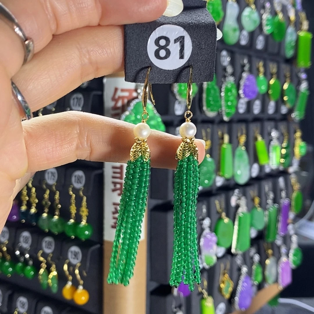 银S925镶嵌翡翠耳饰81