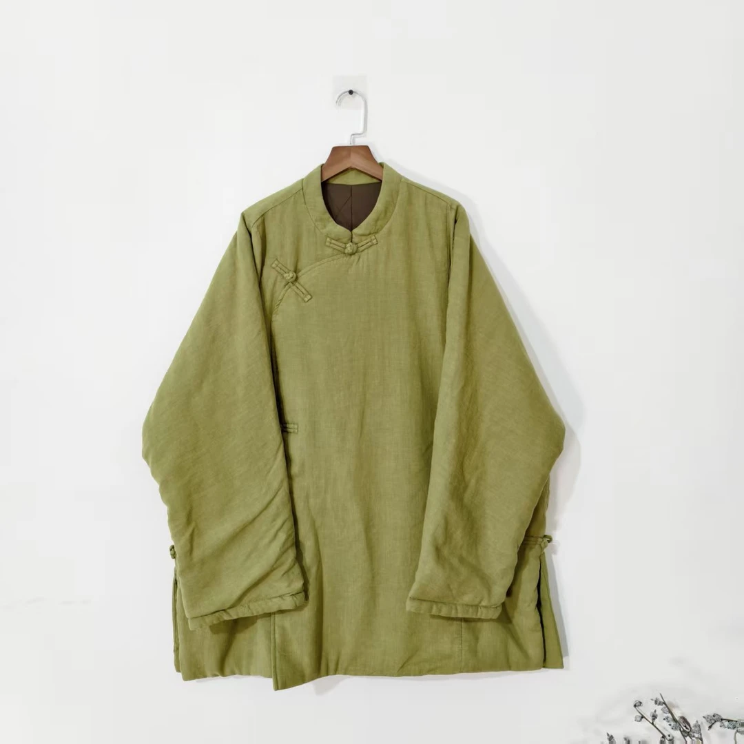 【大梅子推荐】设计款亚麻盘扣棉服MQ3072A