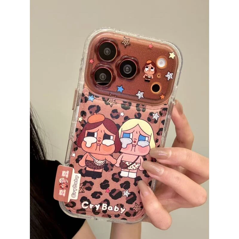 美拉德豹纹哭泣女孩适用iphone17promax苹果16promax手机壳新款14