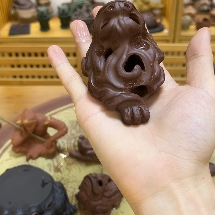 简***、紫砂茶宠紫砂全手工太湖石金蟾茶宠