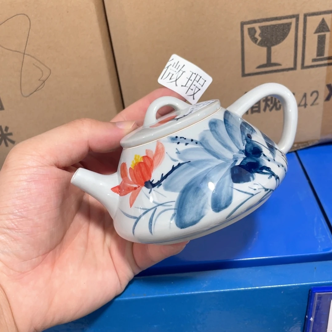 釉下手绘茶具微瑕