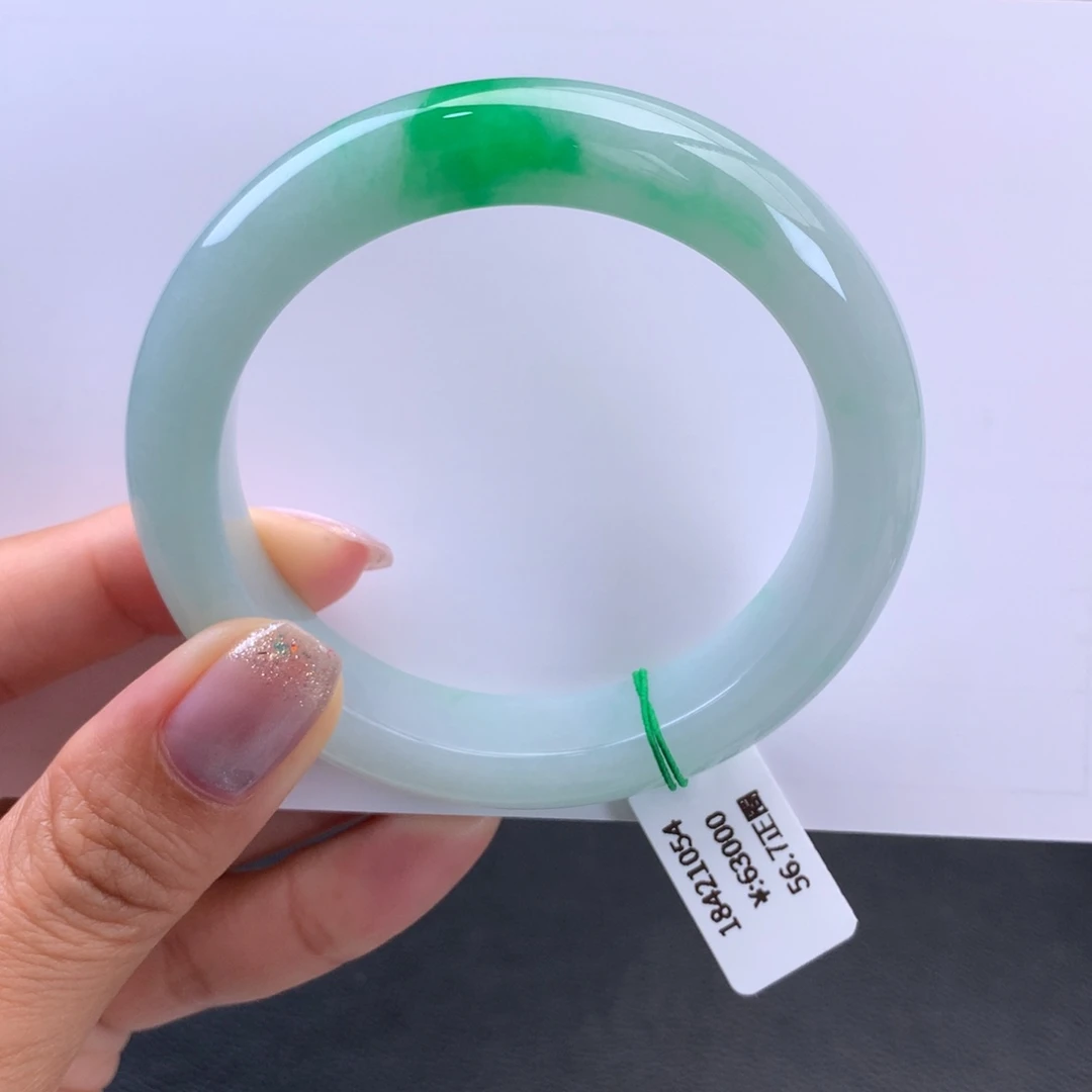 翡翠手镯未镶嵌新货）糯冰阳绿手镯