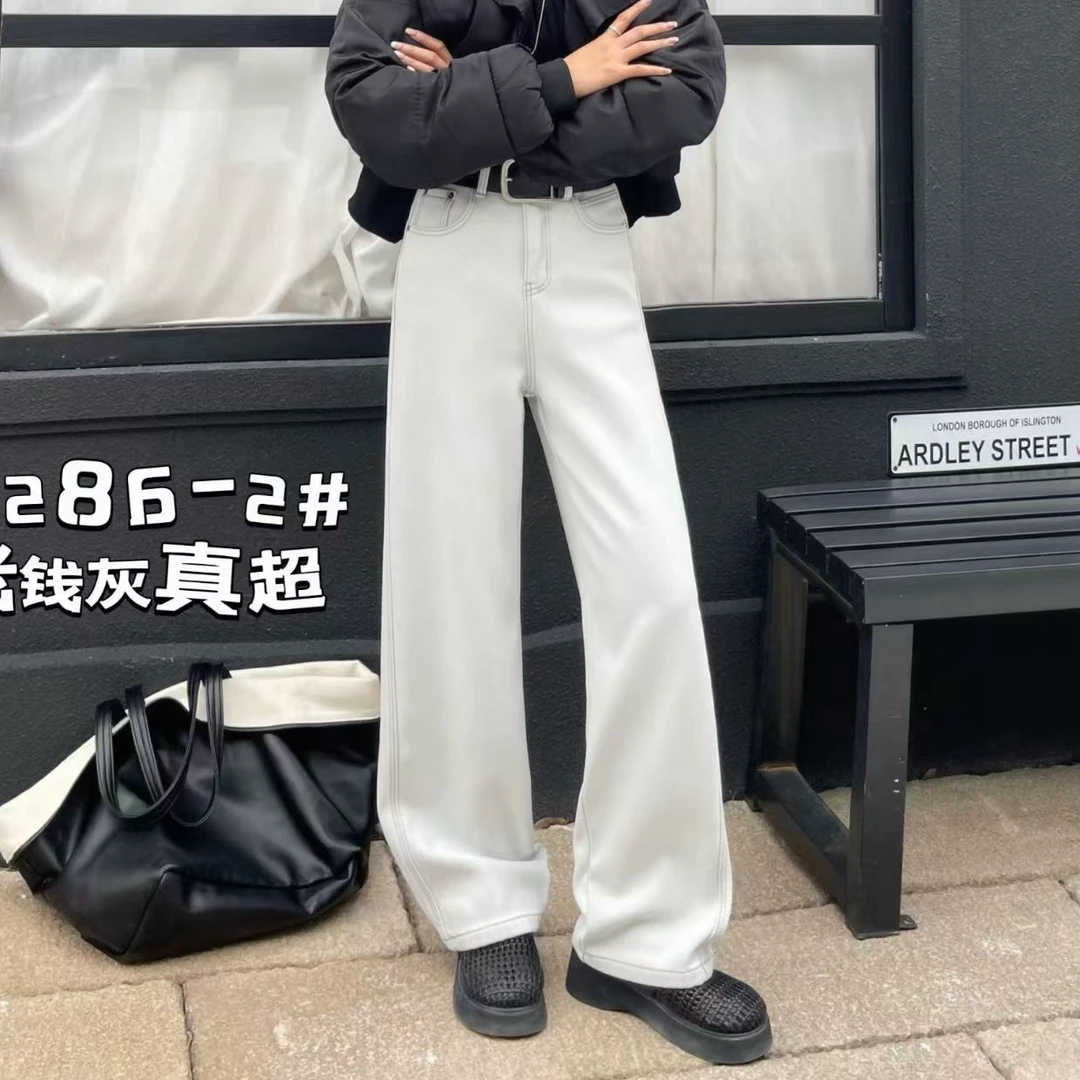 91286密密绒双边条阔腿裤（裤长103左右）