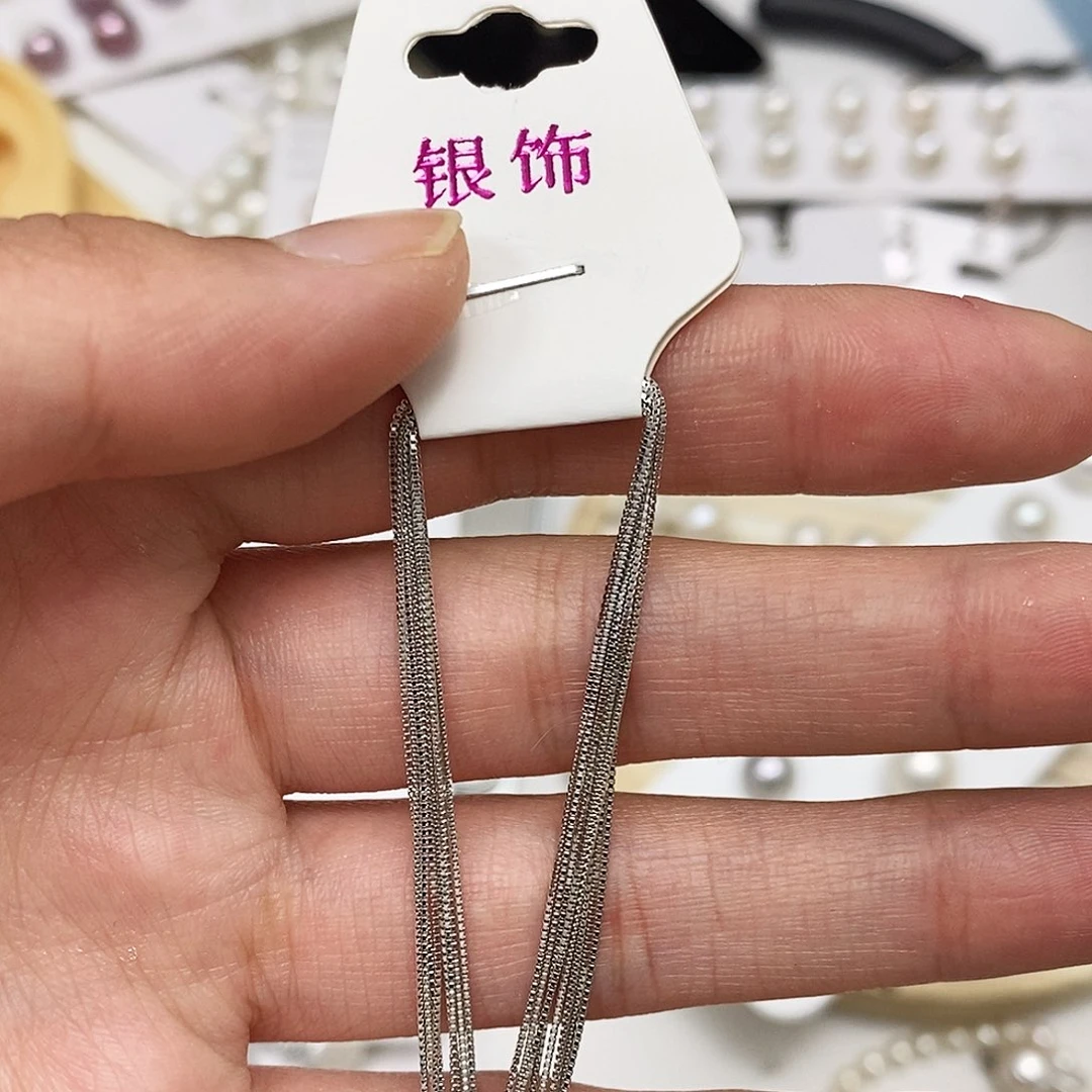 盒子链银S925镶嵌淡水珍珠