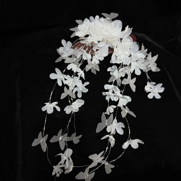 新款超仙灵动网纱蝴蝶韩式结婚森系婚纱礼服头饰