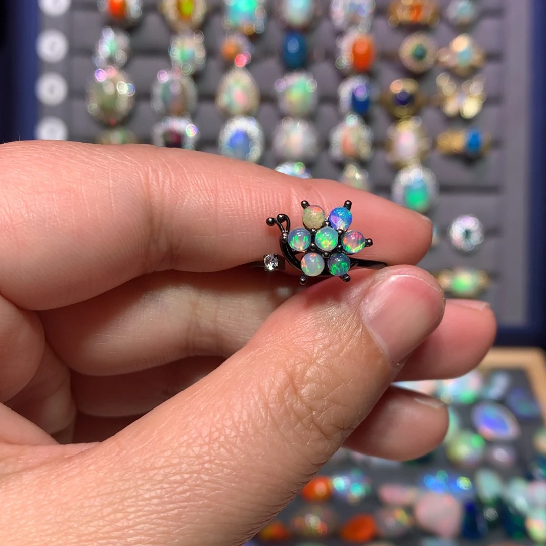 欧泊戒指款式银S925镶嵌