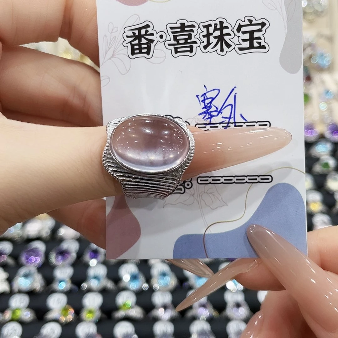 银S925镶嵌戒指芙蓉石塞****娜戒指