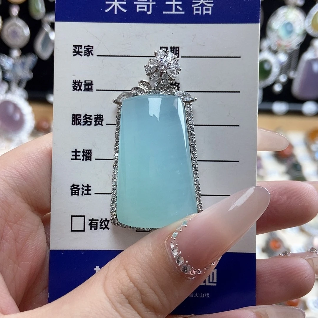 岫玉银S925镶嵌吊坠(不含链)Y*7新疆西藏不包邮