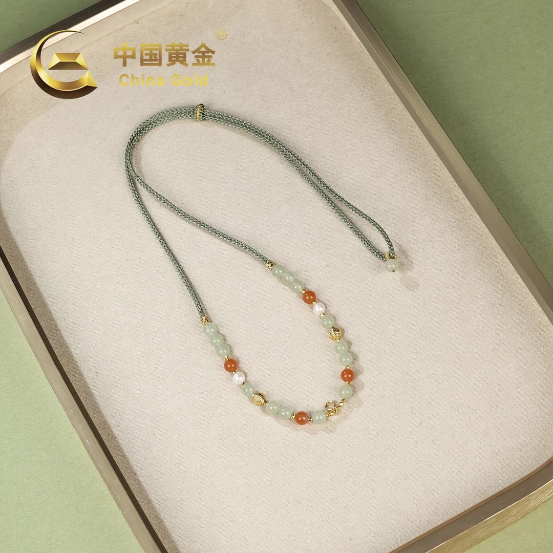 【中国黄金】S925银和田玉晴水百搭项链-X1975-【北】