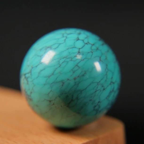 原矿绿松石水草纹圆珠 直径22.4mm，重15.05g，精美网纹，打磨光滑