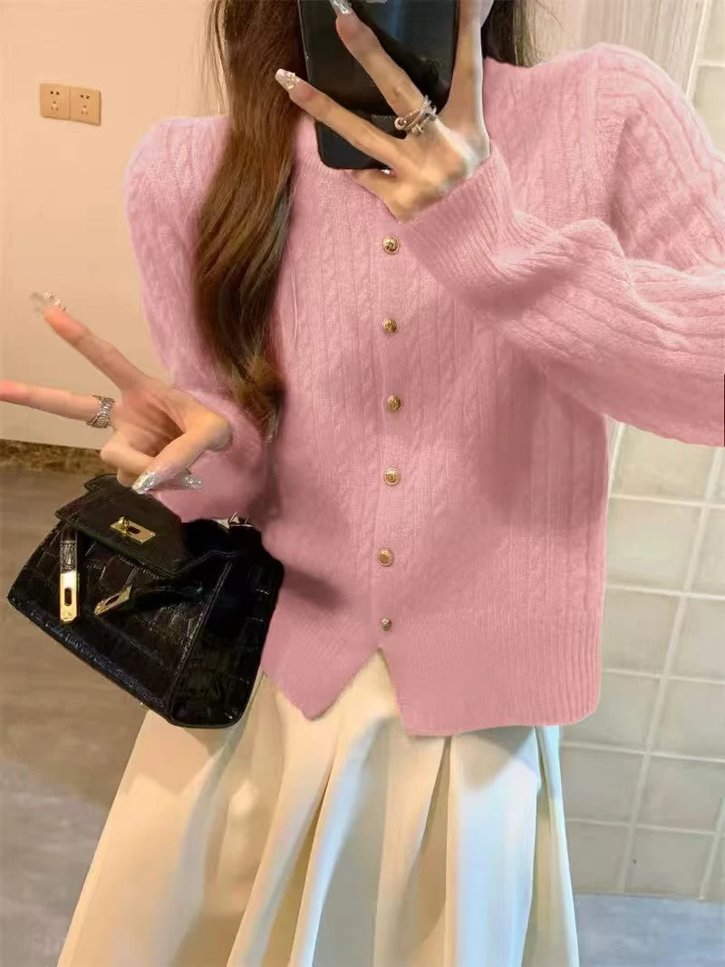 新款100纯羊毛爆款小香风开衫气质款