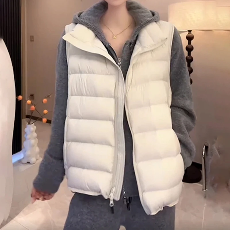 韩系时尚设计感立领无袖纯色马甲女2025秋冬季新款显瘦百搭外套潮