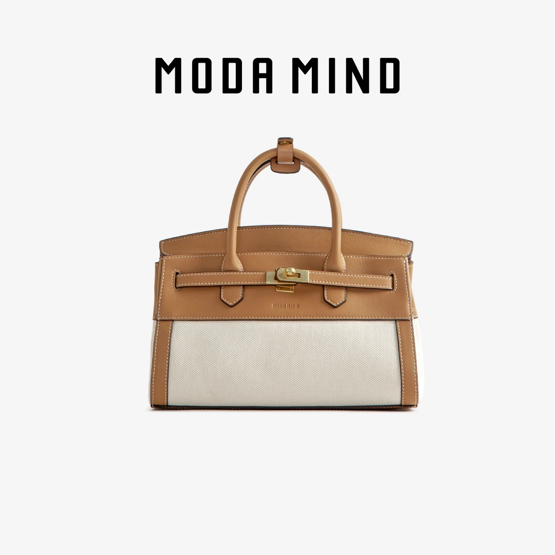 MODA MIND【帆布拼皮铂金包】MM412B184小众品牌通勤包包WW