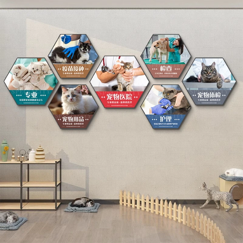 宠物店装饰画宣传背景墙海报画猫咪挂画宠物美容诊所墙面装饰壁画
