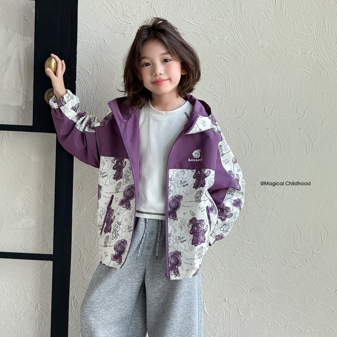 女童冲锋衣外套春秋2025新款洋气童装户外防风秋装儿童衣服Q13924