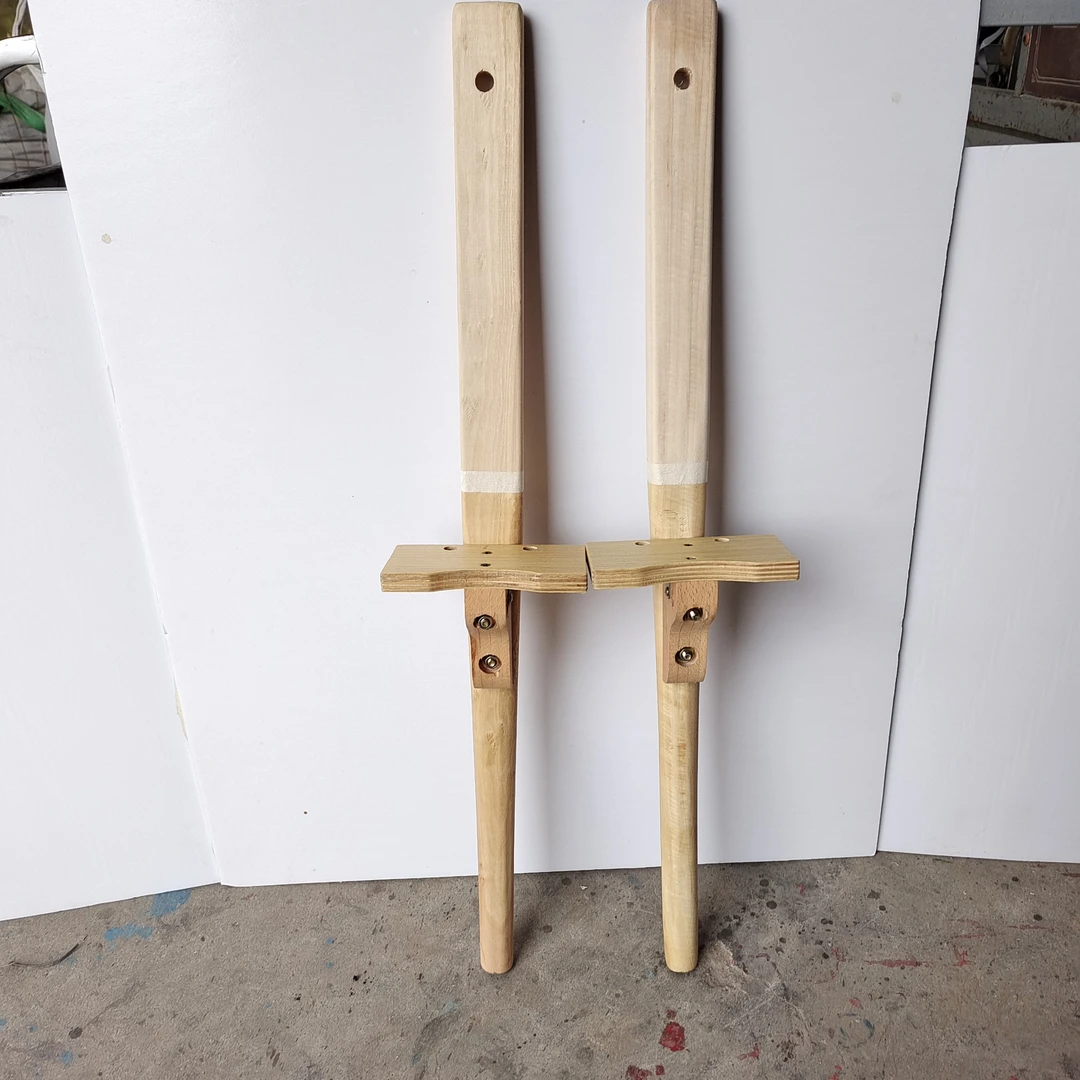 绑腿高跷柳木红漆款清漆款带绑绳脚套可定制