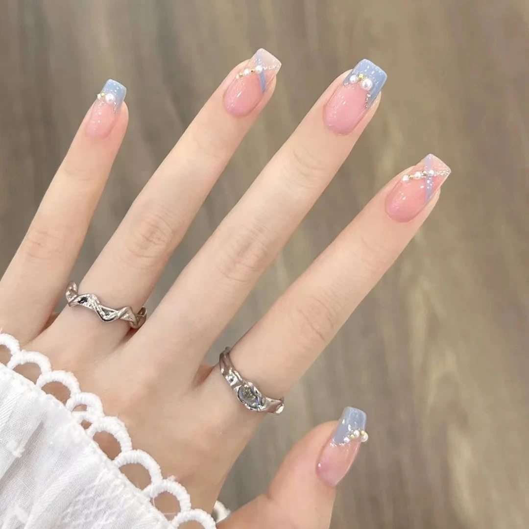 JohonGirls'/琴岛小嫚【海岛微风】夏日清新法式美甲手工穿戴甲贴片