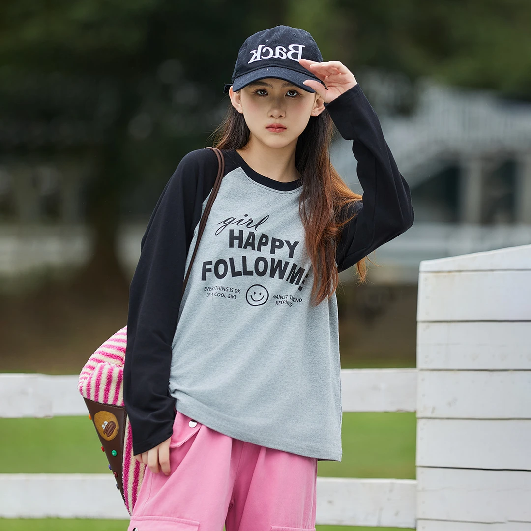 富罗迷女童长袖春秋款少女装秋季时尚洋气小女孩宽松T恤FD4C6652Z