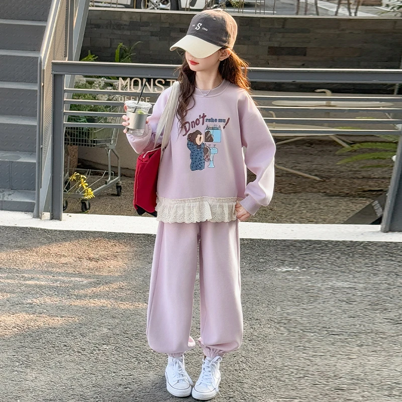 女童套装2025春装新款儿童春季休闲运动卫衣裤子大童女孩两件套潮