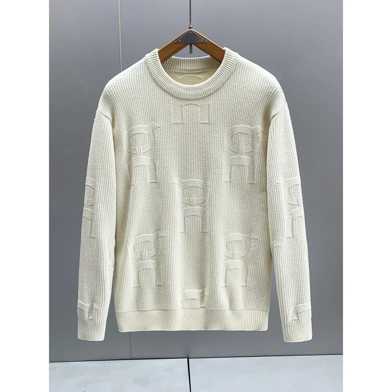 男士美式老钱风针织衫秋季新款时尚潮流宽松百搭字母纹路男士毛衣