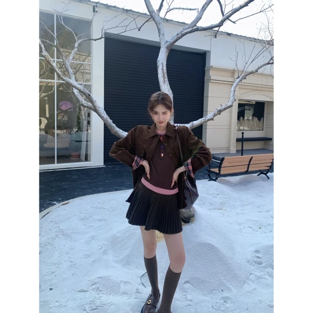 【赵小小yimao】8981 秋季美拉德咖色灯芯绒衬衫巨好看时髦工装外套