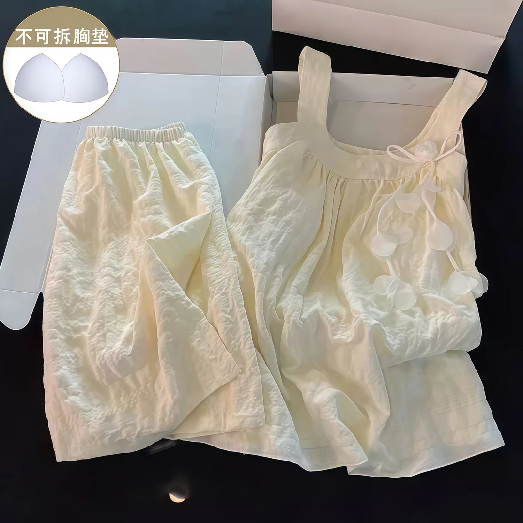 带胸垫吊带睡衣夏季女爆款2025新款可外穿轻薄透气短裤家居服套装