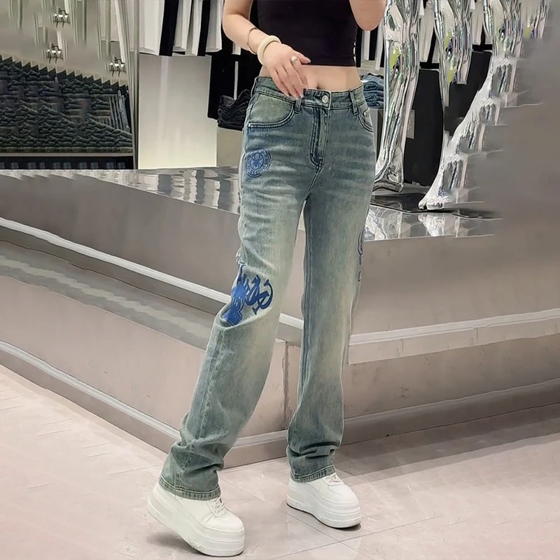 轻奢男装大码潮牌男士时尚新款2025年直筒高级感牛仔裤休闲设计感