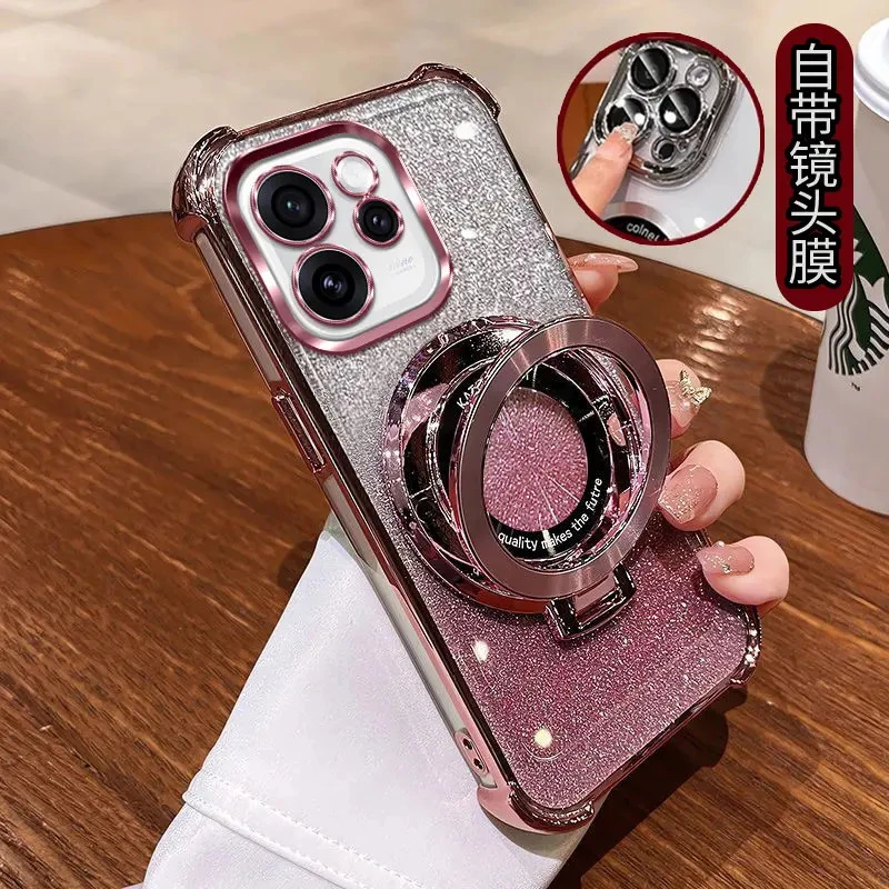 适用OPPORENO15手机壳PLW110四角气囊防摔CD磁吸支架镜头全包潮