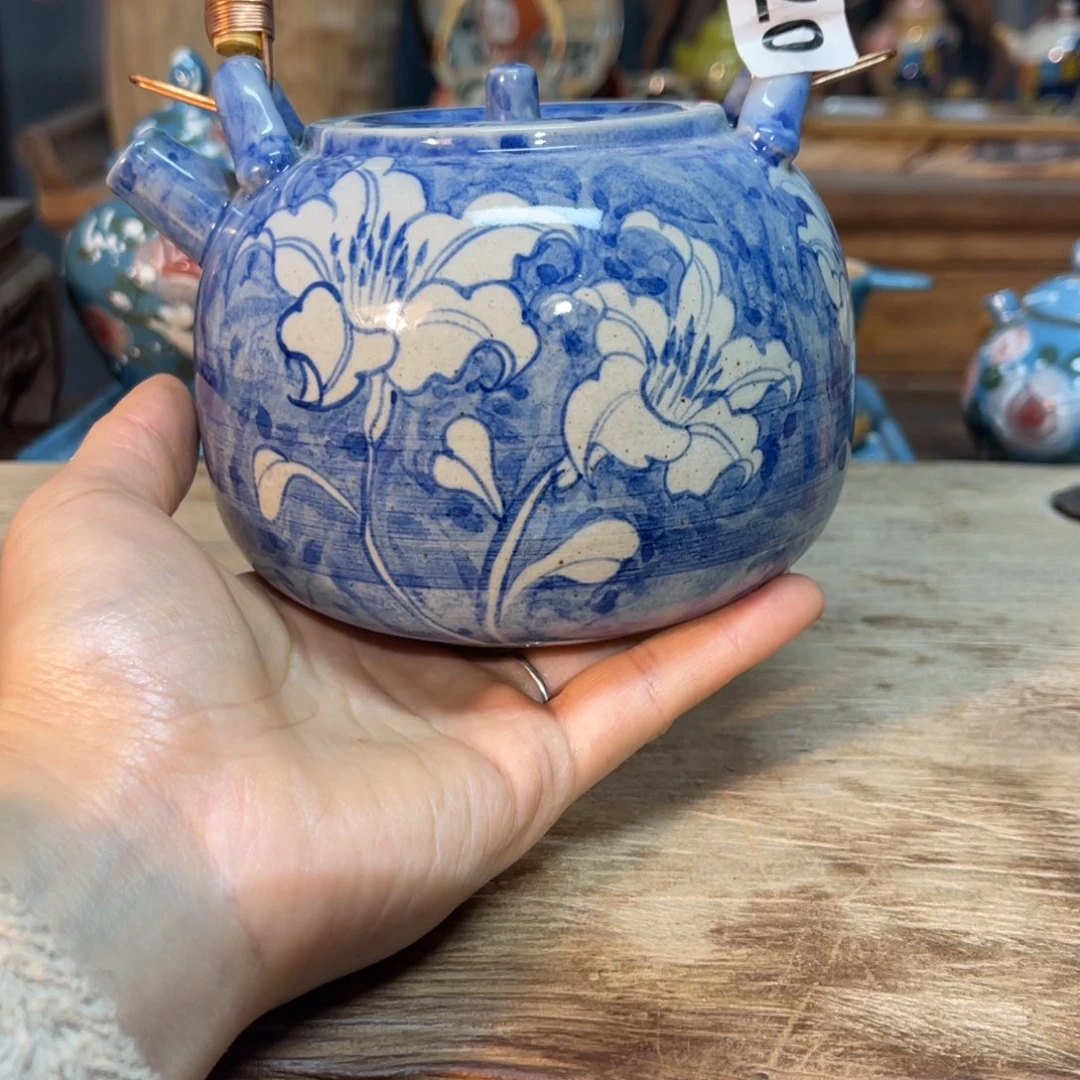 壶素浅陶瓷手工手绘