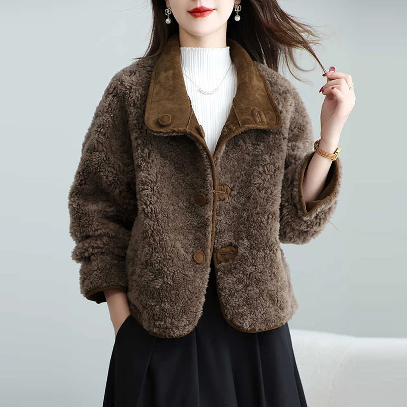 两面穿羊羔毛皮毛一体皮草外套女短款2025秋冬新款爆款羊剪绒大衣